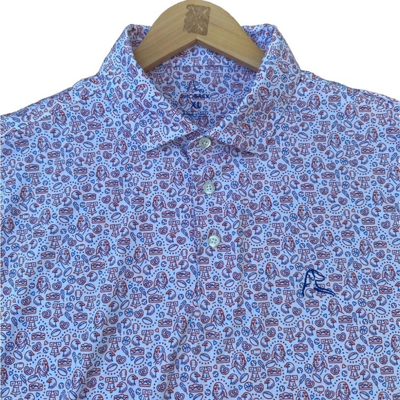 RHOBACK Men’s Performance Polo Sz XL American Icons USA White Golf Stretch Shirt - Picture 5 of 11